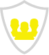 Shield emblem with a yellow crown inside, symbolising protection and security.