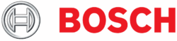 Bosch logo with red text and silver circular emblem.