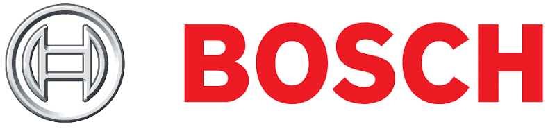 Bosch logo with red text and silver circular emblem.
