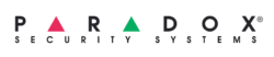 Paradox Security Systems logo with red and green triangles.