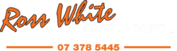 Ross White Panel & Paint Limited logo with orange and white text, including phone number 07 378 5445.