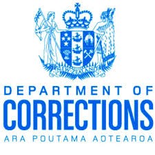 Department of Corrections Ara Poutama Aotearoa logo featuring the New Zealand coat of arms in blue above the text.