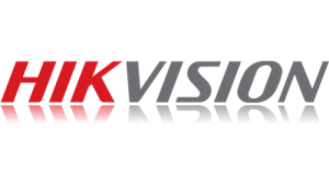 Hikvision logo with bold red “HIK” and grey “VISION” text, reflected beneath.
